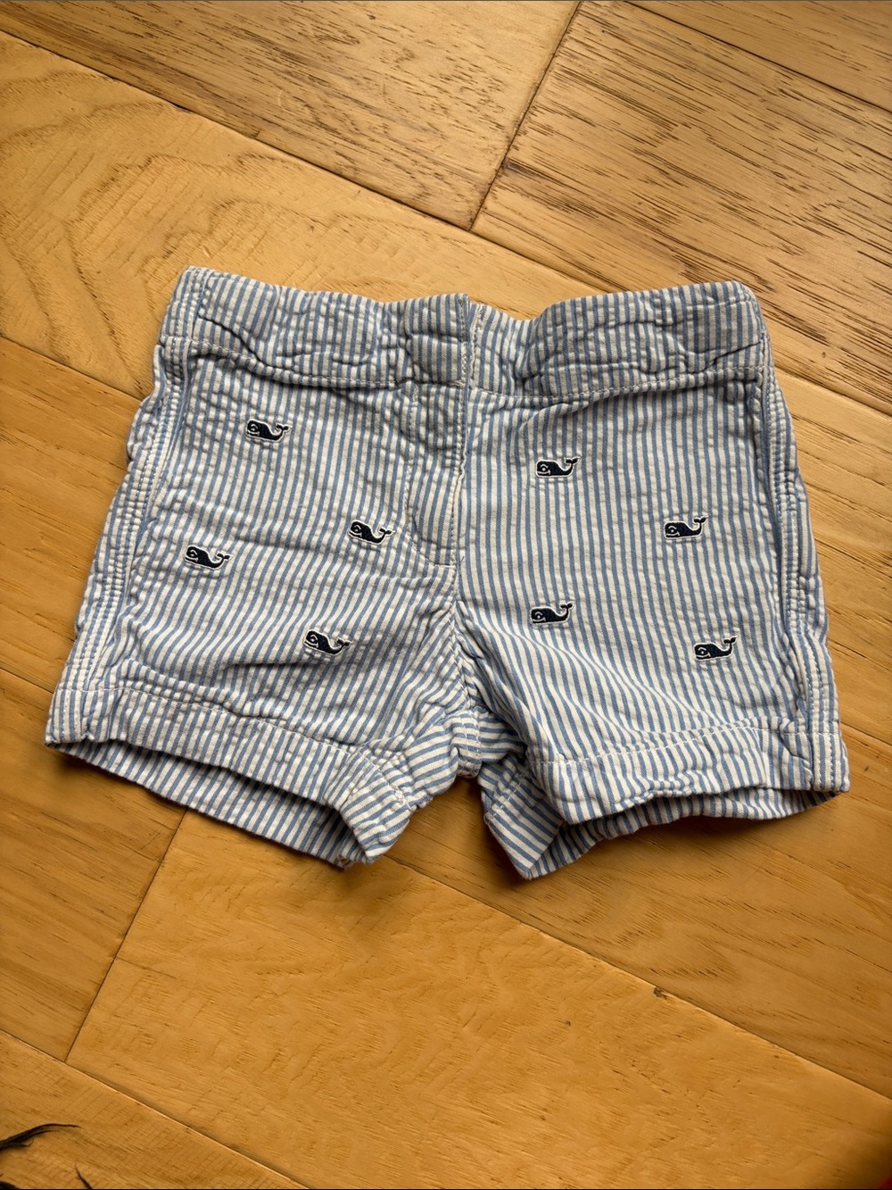 Vineyard Vines Blue & White Striped Whale-Print Kids Shorts- girls